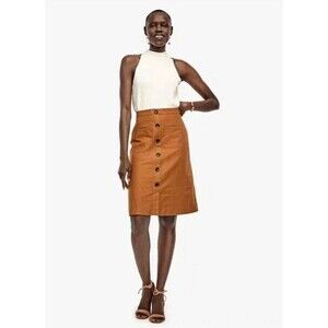 NWOT Banana Republic 6P Rust Brown Sugar Linen Pocket Skirt $89 Boho New 129